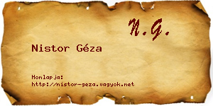 Nistor Géza névjegykártya